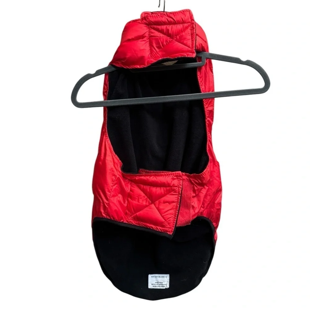 HOTEL DOGGY BLUE Perfect Puffer red dog jacket parka coat Velcro closure cozy